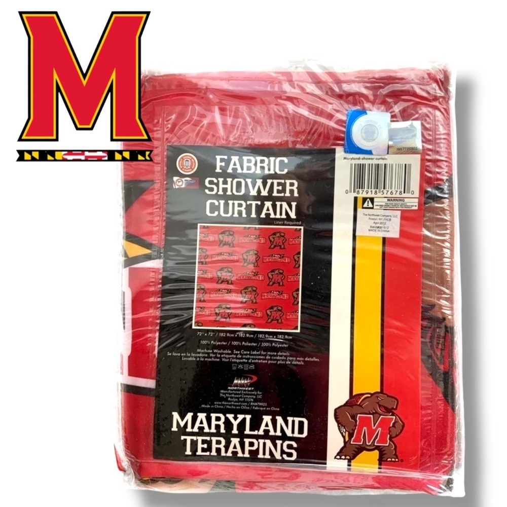 University Maryland Mascot Terrapin Fabric Shower Curtain Terp Sports 72 X 72 in
